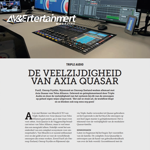Axia Quasar in AV & Entertainment magazine Axia Quasar in AV & Entertainment magazine