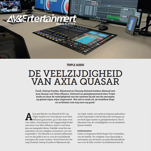 Axia Quasar in AV & Entertainment magazine